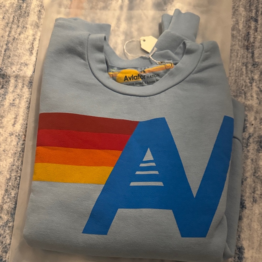 Aviator Nation Logo Relaxed Crew Sweatshirt Size XS Color Ice